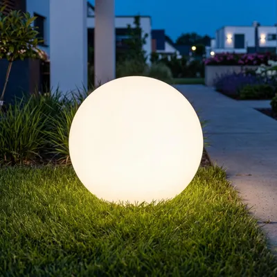 Produktbild von LED Leuchtkugel Solar XXL Ø 78 cm RGBW Farbwechsler Dimmer Fernbedienung Weiß IP65 Gartenleuchte Terrasse Kugelleuchte Garten Weg