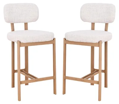 Productafbeelding van CALICOSY - Set van 2 krukken met stoffen bekleding, poten met houtlook H92 cm - MARLA
