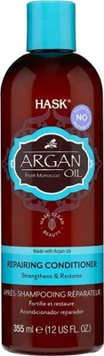 Obrázek produktu pro Hask Argan Oil Repairing Conditioner, Unisex, Poškozené vlasy, Proti kudrnacení, Rozplétání vlasů, Hydratační, Ochana, Oprava, Lesklý, Změkčující, Posilující, 355 ml, Láhev, Arganový olej