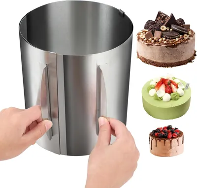 Obrázok produktu pre Nastaviteľný tortový kruh, nerezový pečiaci kruh Ø 16-30 cm, výška 20 cm, na torty a pečivo