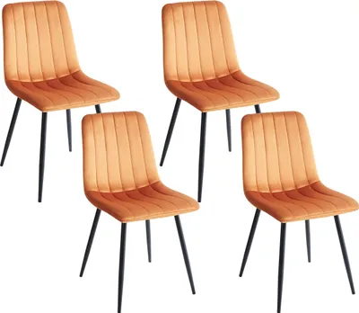 Obrázek produktu pro BELIANI Sada 4 jídelních židlí oranžová samet železné nohy moderní styl jídelna