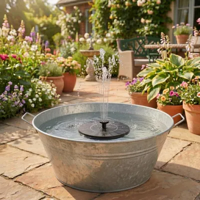 Produktbild von Solar LED Brunnen Set inkl. Akku - 50 cm Metall-Schale