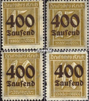 Produktbild von Briefmarken Deutsches Reich 1923 Mi 297-300 (kompl.Ausg.), durchstochene Ausgabe postfrisch Hochinflation/Ziffernzeichnung mit Aufdruck