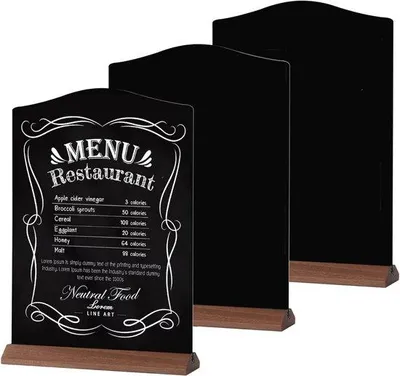 Image de Lot de 3 mini-tableaux A5 en bois avec double feuille d'écriture en acrylique blanc standard et socle en bois, pour les mariages, les restaurants et les fêtes