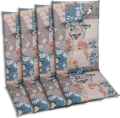 Produktbild von GO-DE Textil, Sesselauflage Hochlehner, 4er-Set, Farbe: taupe, Maße ca.: 118 cm x 48 cm x 5 cm