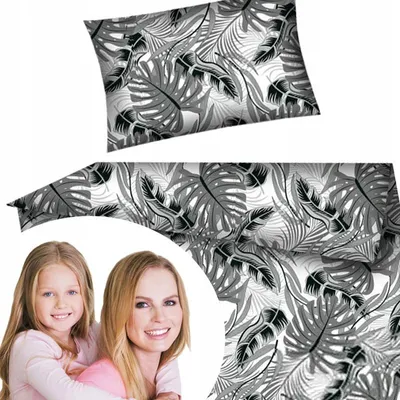 Produktbild von Designpremium Kinder Bettwäsche 100x135 cm Baumwolle Blattgrau