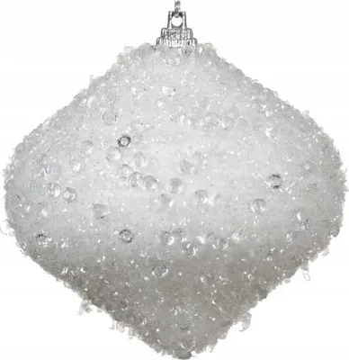 Imagen del producto de Adorno navideño esférico de espuma, 8 cm, blanco, con brillo