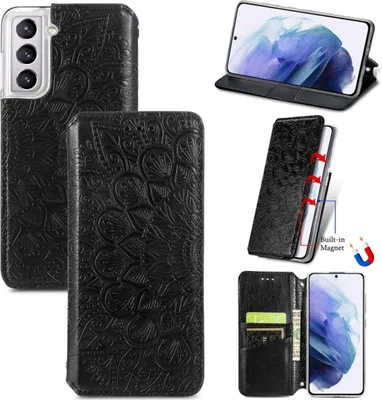 Produktbild von König Design Hülle kompatibel mit Samsung Galaxy S22 5G Kunstleder Handyhülle - Handy Case Schwarz