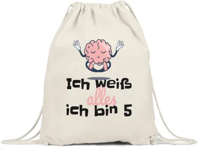 Produktbild von Ich Weiß Alles Ich Bin 5 Turnbeutel Gymsack Geschenkidee 5. Geburtstag Humorvoll Sarkastisch