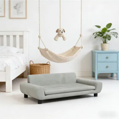 Imagen del producto de Cama para perros, color gris claro, dimensiones 100x54x33 cm. Amplia, fácil de limpiar, con cojín extraíble y cómoda