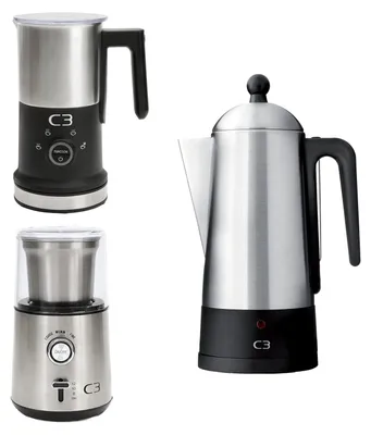 Produktbild von Kaffeebrühset, Edelstahl, Mühle & Milchaufschäumer