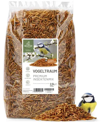 Insektenmix für Wildvögel, 2,5 l, getrocknete Mehlwürmer