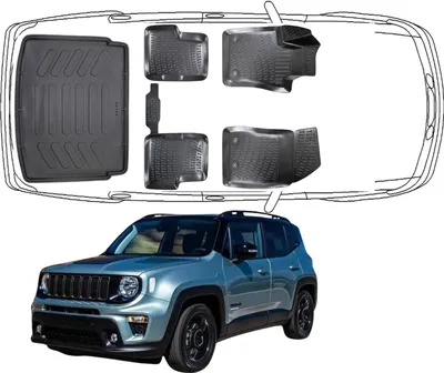 Produktbild von 3D Fußmatten & Obere Kofferraumwanne Auto Set Kompatibel mit Jeep Renegade 2014 - 2024