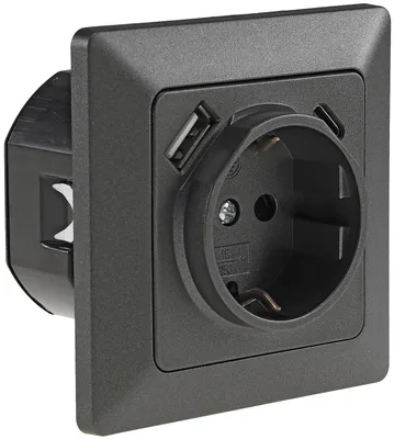 Produktbild von MILOS Steckdose mit USB C, Unterputz 250V / 16A UP-Steckdose Anthrazit