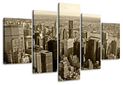 Obrázek produktu pro Obraz na plátně New York Skyline 5-dílný 160x80 cm zarámovaný