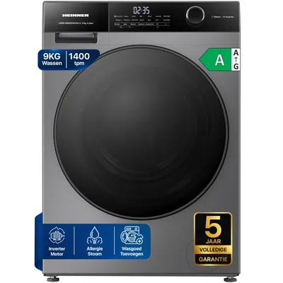 Productafbeelding van Heinner HWM-HMK9014IVTA Voorlader Wasmachine 9 kg, 1400 tpm, Inverter, Touch, Titaniumgrijs