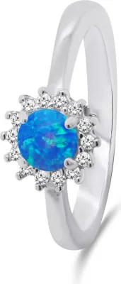 Produktbild von Beautiful silver ring with opal and zircons RI056WB - Circuit: 54 mm