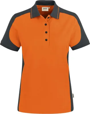 Produktbild von HAKRO Damen Poloshirt Contrast Mikralinar® 239, orange/anthrazit, 5XL