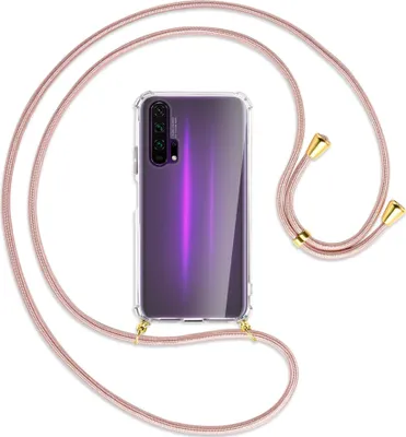 Produktbild von Handykette Backcover-Schutzhülle mit Band (Metall goldfarben) für Honor 20 Pro - roségold