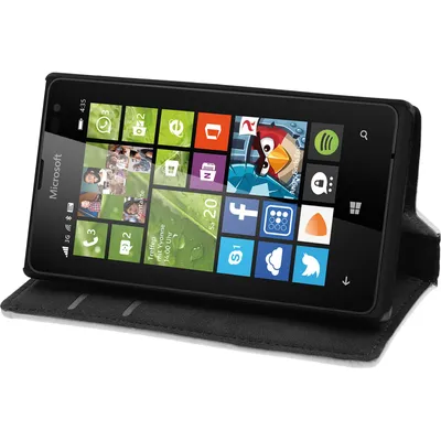 Produktbild von PhoneNatic Kunst-Lederhülle kompatibel mit Microsoft Lumia 435 - Book-Case weiß + 2 Schutzfolien
