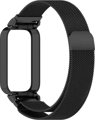 Produktbild von Strap-it Milanaiseband / Milanaiseband mit Magnetverschluss - passend für das Xiaomi Smart Band 9 Active (Schwarz)