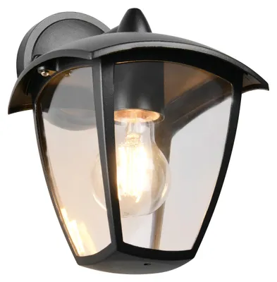 Zdjęcie produktu dla Zewnętrzna lampa ścienna, aluminium, czarna, latarnia, IP44, wys. 24 cm
