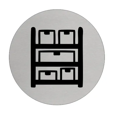 Immagine prodotto di Cartello per porta in alluminio CombiCraft 'Stock cupboard' Ø75 mm con nastro adesivo 3M