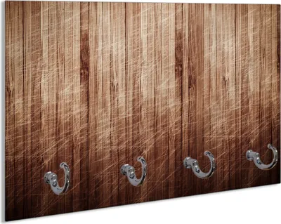 Produktbild von Wallario Schlüsselbrett aus Glas, Motiv: Desgin Holz Optik Used Look, 30 x 20 cm mit 4 Haken