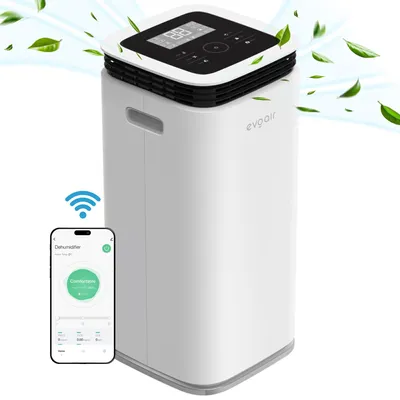 Produktbild von Luftentfeuchter evoair, FlexiDry 22 Smart, 22 l/24 h, Feuchtesensor, Ionisierungsfunktion, Wäschetrocknung, 4,5 l Wassertank, Weiß