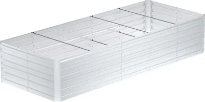 Obrázok produktu pre JOIEYOU 300x120x58cm kovový kvetináč na vyvýšené záhony, 2160L pozinkovaný oceľový záhradný záhon, obdĺžnikový záhon na stavbu, vonkajší kvetináč na zeleninu kvety ovocie bylinky (strieborný)