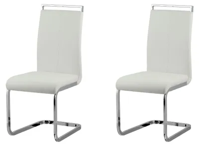 Produktbild von Freischwinger Stuhl 2er Set in Weiß mit Kunstleder und Metallgestell