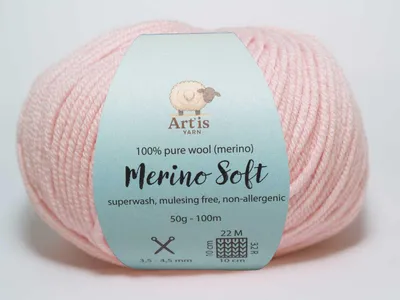 Immagine prodotto di Merino Soft Art'is Yarn 100% Pura Lana, Mulesing-free & Superwash (50g / 120m) (24 rosa baby)