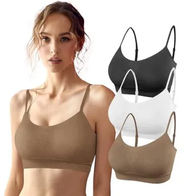 Zdjęcie produktu dla Biustonosz sportowy push up damski bez fiszbin zestaw 3 sztuki