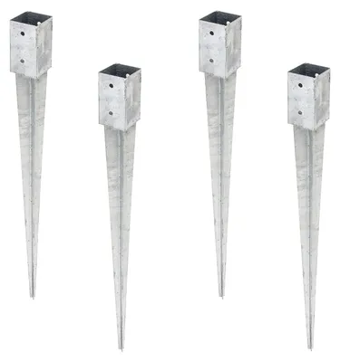 Obrázek produktu pro Alberts 4 x zásuvka do země pro kulaté nebo hranaté dřevěné sloupky žárově zinkované 71 x 71 mm celková délka 900 mm