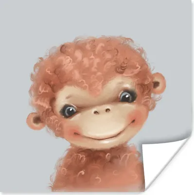 Produktbild von MuchoWow® Poster Dschungel - Affe - Grau 100x100 cm - Babyzimmer