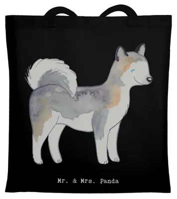Produktbild von Mr. & Mrs. Panda Schultasche Siberian Husky Moment - Schwarz - Geschenk, dokumententasche, Shopping Tasche, Jutebeutel, Tote Bag