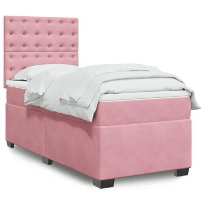 Produktbild von "2024"Modernen Boxspringbett mit Matratze Rosa 80x200 cm Samt Klassische Betten Design373721