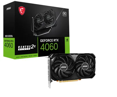 Produktbild von MSI GeForce RTX 4060 VENTUS 2X BLACK 8G OC NVIDIA 8 GB GDDR6 DLSS 3