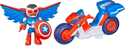Zdjęcie produktu dla Marvel Iron Man Kapitan Ameryka Sam Wilson z supermotocyklem z uniwersum Marvela, 3 lat(a)