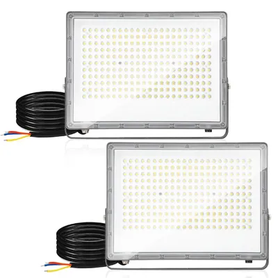 Zdjęcie produktu dla Eikuavons, reflektor LED zewnętrzny, 200W, IP65, lampa LED do użytku zewnętrznego i przemysłowego, światło białe (6000K), zestaw 2 sztuki