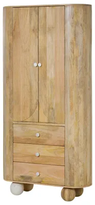 Produktbild von MASSIVMOEBEL24 Schrank Mango 100x40x200 natur lackiert / Marmor weiß FLORENZ #115