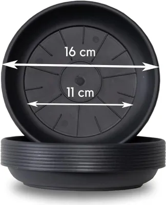 Produktbild von Blumentopf Untersetzer Rund Ø 16 cm in Schwarz für Außen & Innen - Blumentöpfe Plastik Pflanzentopf Pflanzgefäß Pflanzkübel Anzuchttopf Blumenkübel Ga