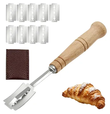 Brotmesser-Set 10-tlg. mit Lederscheide, Holzgriff, Edelstahlklingen