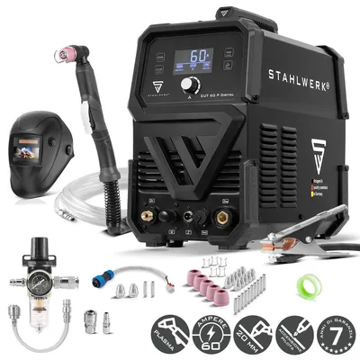 Immagine prodotto di Taglierina al plasma STAHLWERK CUT 60 P Digital - Completamente equipaggiata - Taglierina al plasma con 60 A, capacità di taglio fino a 20 mm, inverter, accensione pilota HF