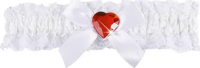 Immagine prodotto di Giarrettiera in raso con fiocco e cuore bianco-rosso -