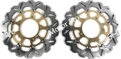 Obrázek produktu pro Plovoucí rotor přední brzdy motocyklu, nerezová ocel AISI 420, drážkovaný design, zlatá barva