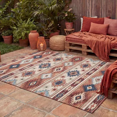 Produktbild von Volero - Kelim Outdoor Teppich - Lira Maya - 120x170 cm - Wohnzimmer, Balkon, Garten, Terrasse, Wintergarten - Boho, Retro