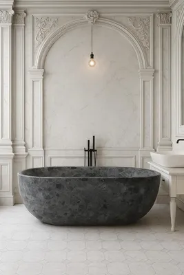 Immagine prodotto di Casa Padrino Vasca da bagno freestanding in marmo antracite 178 cm