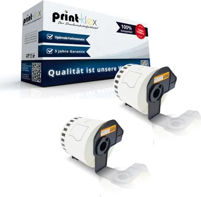 Produktbild von Print-Klex 2x Kompatible Etiketten-Rollen kompatibel mit Bother P-Touch DK-44205 P-Touch QL580Series P-Touch QL650TD P-Touch QL700 P-Touch QL710W P-Touch QL720NW DK44205 DK 44205 62 mm 30,48m Office Quantum Serie