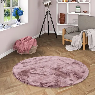 Produktbild von Luxus Super Soft Fellteppich Plush Beere Meliert Rund, Größe:160 cm Rund